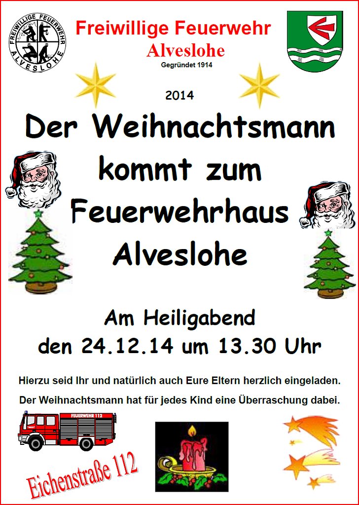 Der Weihnachtsmann kommt zur Freiwilligen Feuerwehr Alveslohe