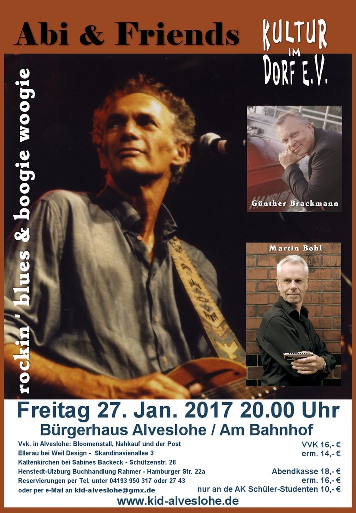 Abi Wallenstein & Friends 27 Jan 2017 20.00 Uhr Bürgerhaus Alveslohe