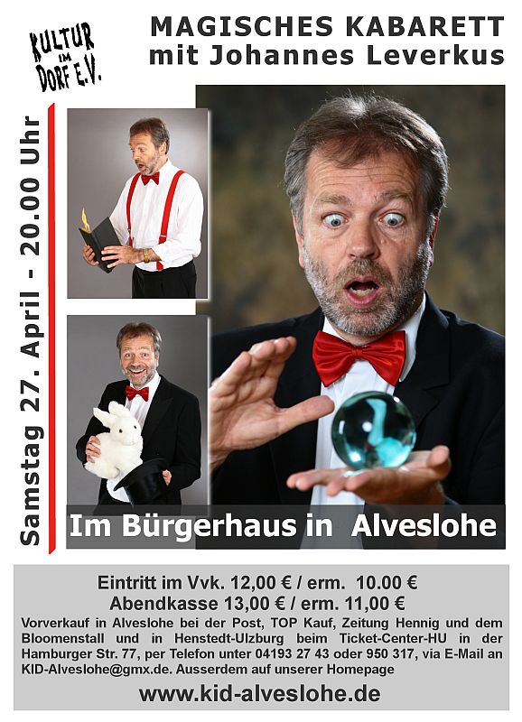 Magisches Kabarett mit Johannes Leverkus präsentiert von Kultru im Dorf ALveslohe e.V.