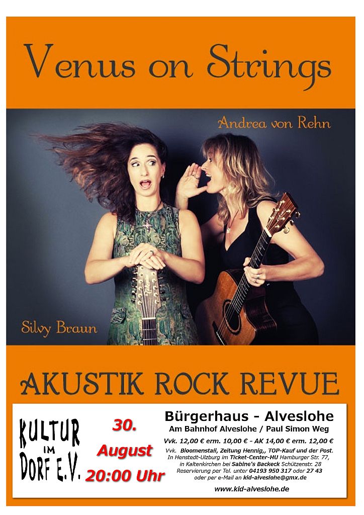 Venus on Strings Akustik Rock Revue am 30. August 2014 um 20.00 Uhr im Bürgerhaus Alveslohe