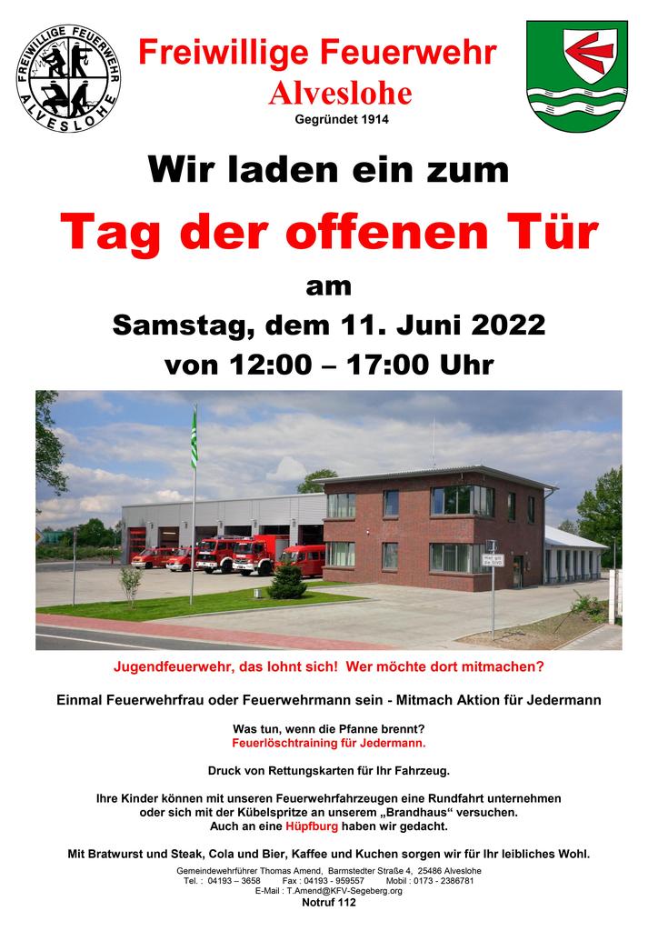 Tag der offenen Tür bei der Freiwilligen Feuerwehr Alveslohe und der Jugendwehr