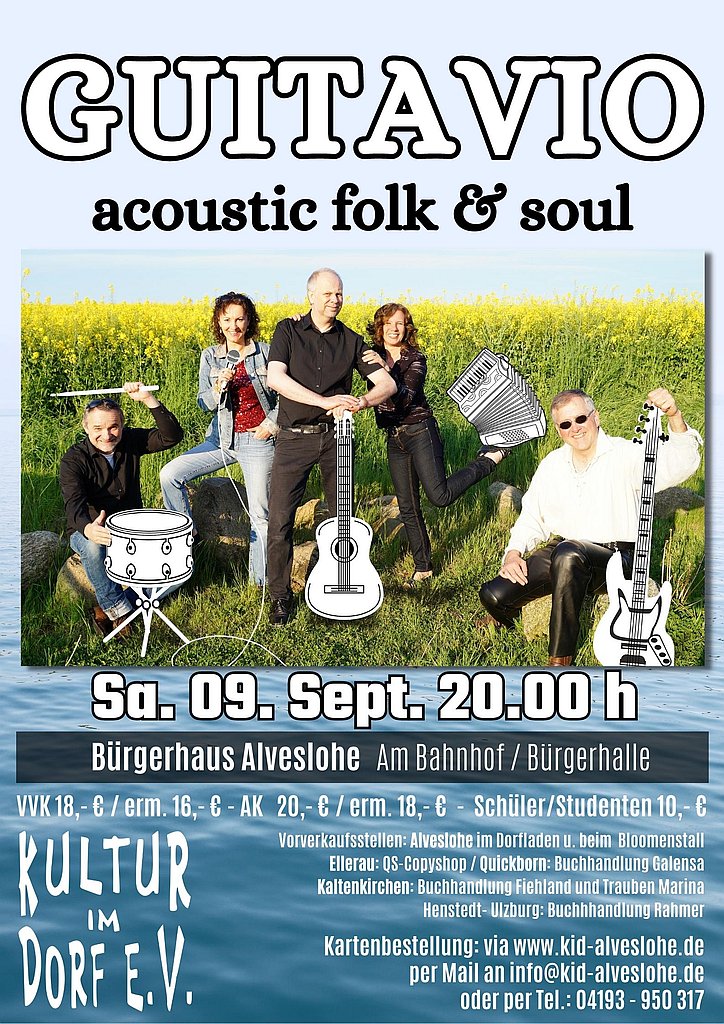 GUITAVIO acoustic folk & soul in ALveslohe am 9.9.2023 um 20.00 Uhr im Bürgerhaus Alveslohe