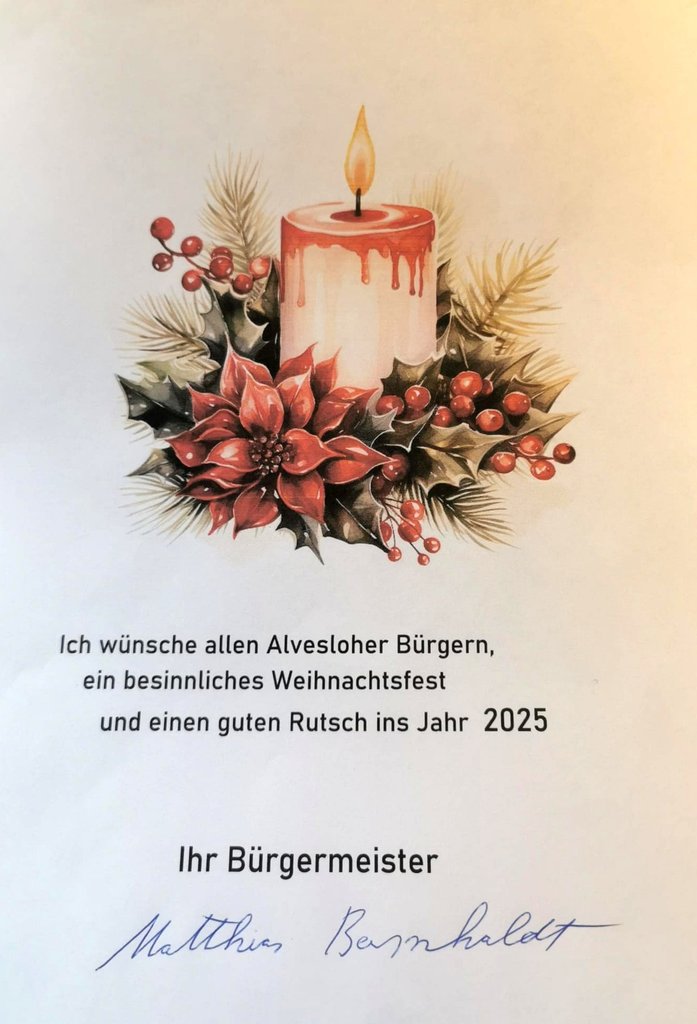 Weihnachtsgruss 2024 des Bürgermeisters Matthias Bornholdt