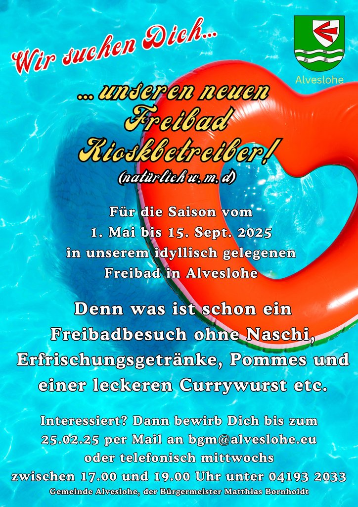 Kioskbetreiber für das Alvesloher Freibad gesucht