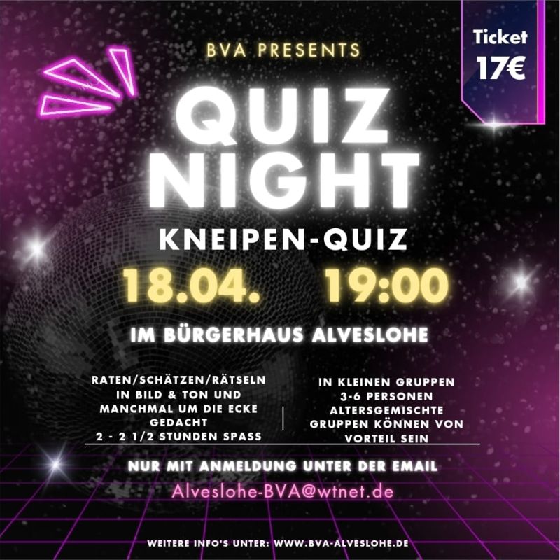 BVA Quiz-Night am 18.04.2026