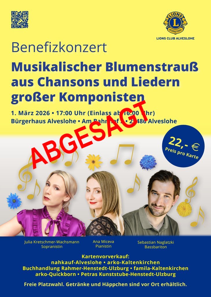 Absage Lionsclub Benefiz-Konzert am 1. M&auml;rz 2026