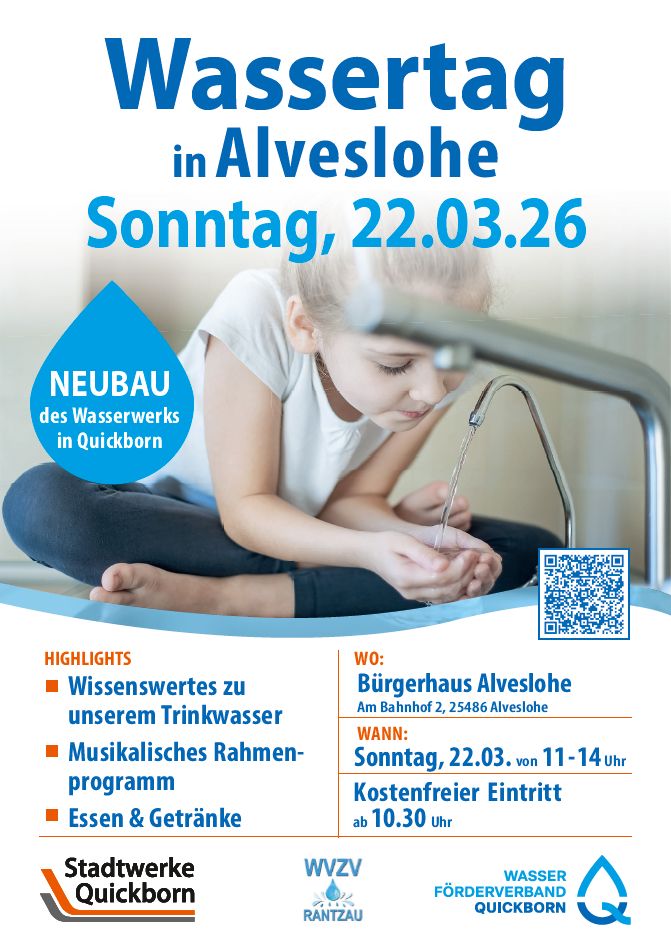 WATER FOR LIFE Wassertag im Alvesloher B&uuml;rgerhaus am 22.3. 2026 von 11.00 - 14.00 Uhr