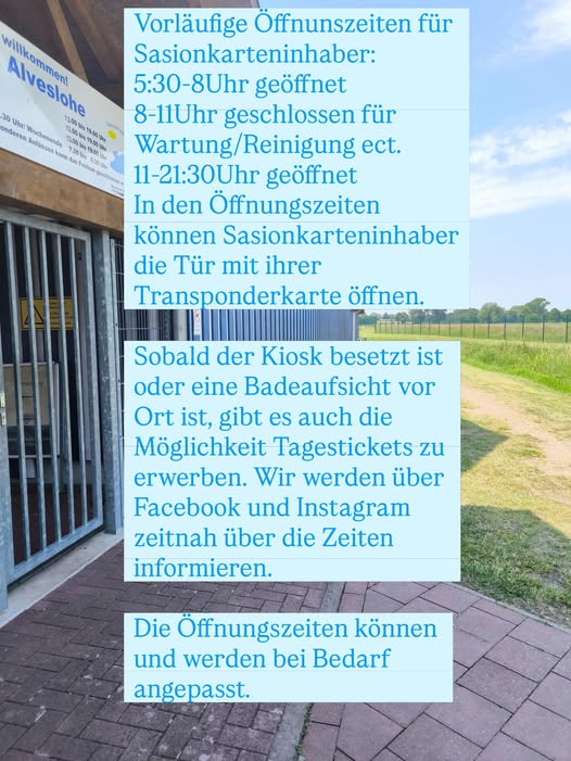 Freibad Alveslohe Öffnungszeiten 2026